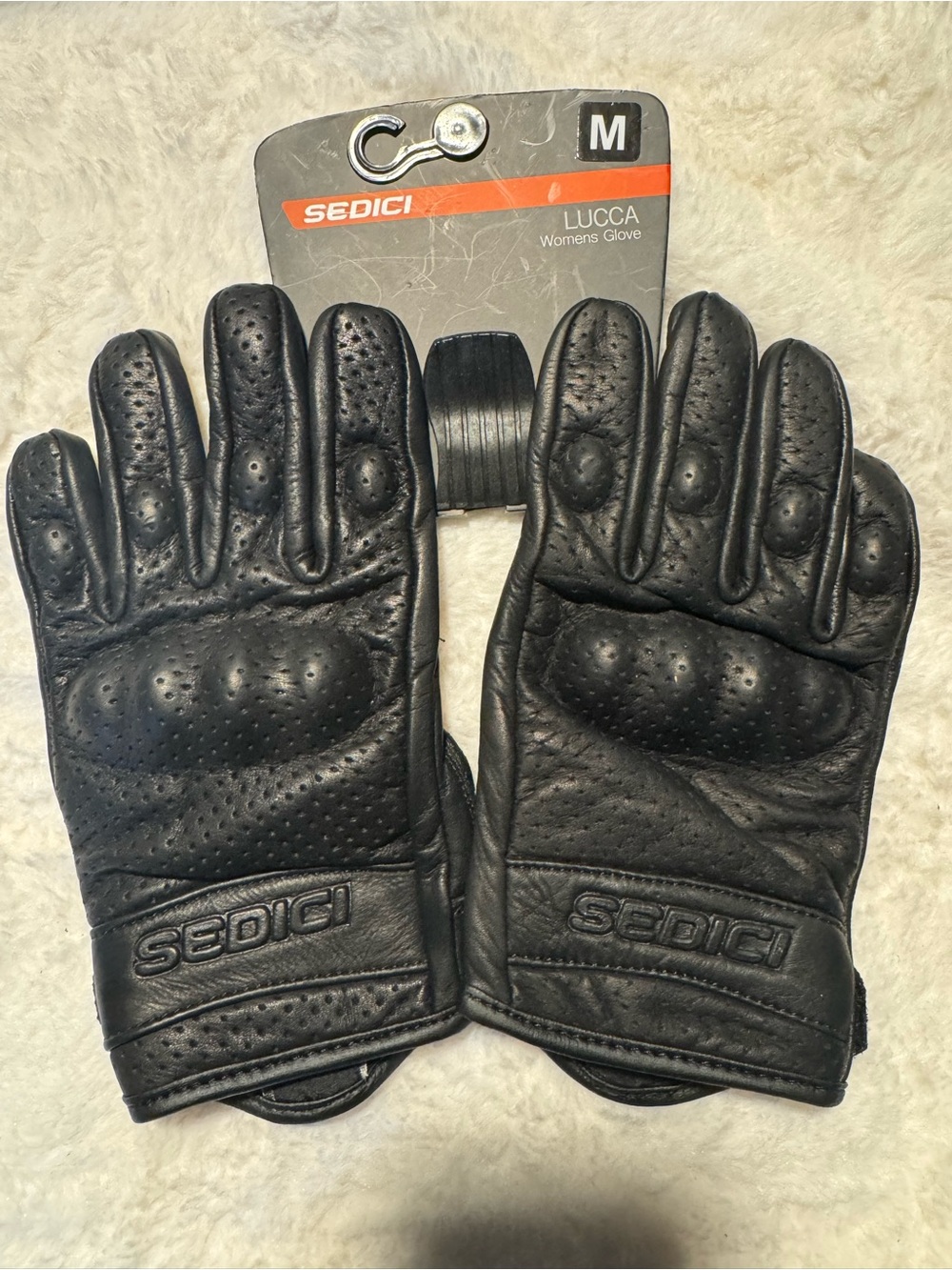 SEDICI Lucca Women's Black Leather Motorcycle Gloves - Size M